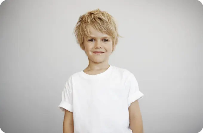Boy in white tee