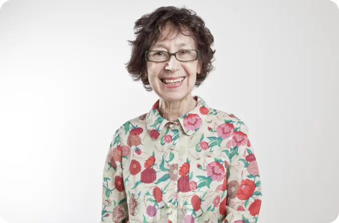 Woman in floral shirt