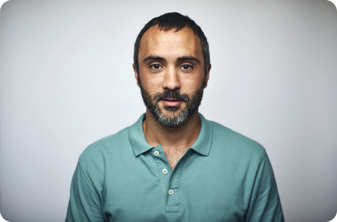 Man in green shirt